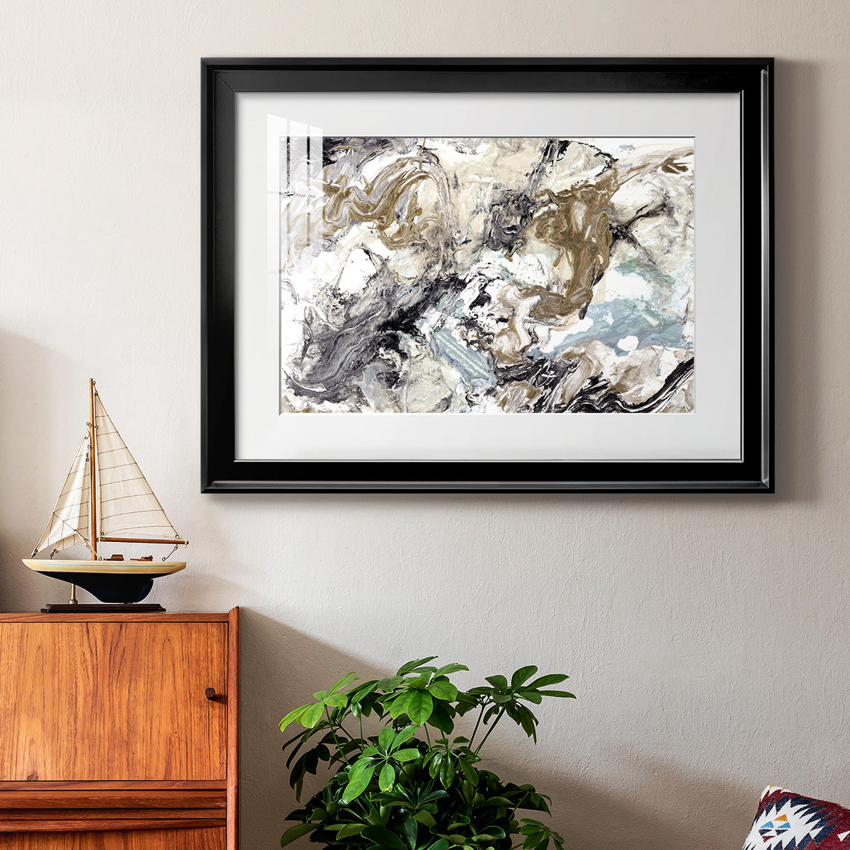 Marbelized Abstract - Modern Framed Art Print