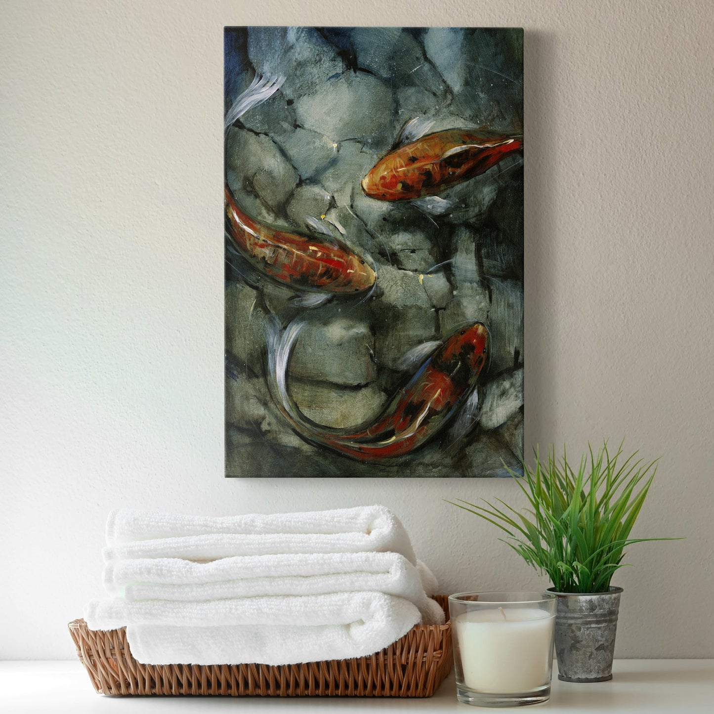 Tres Koi II Premium Gallery Wrapped Canvas - Ready to Hang