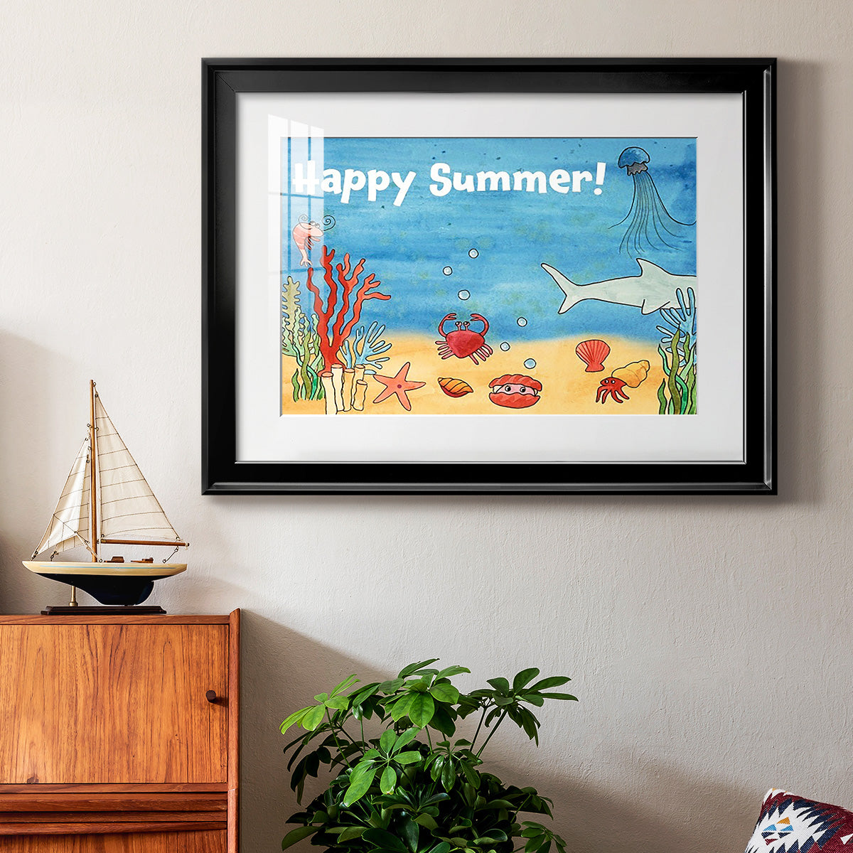 Cute Sea Creatures I - Modern Framed Art Print