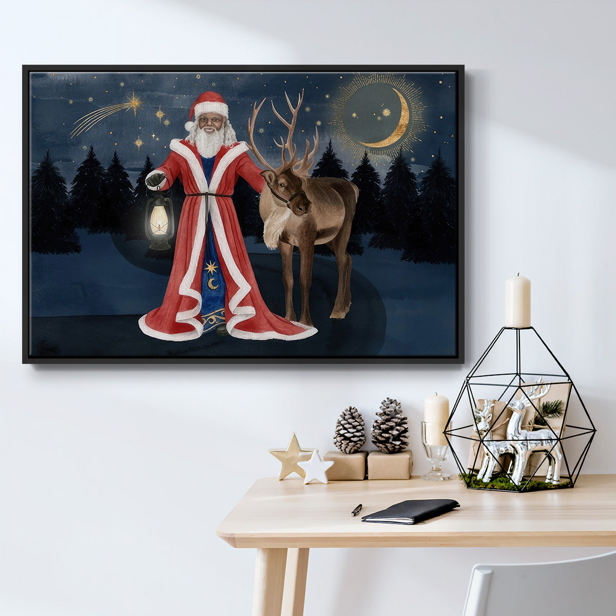 Celestial Christmas Collection A - Framed Gallery Wrapped Canvas in Floating Frame