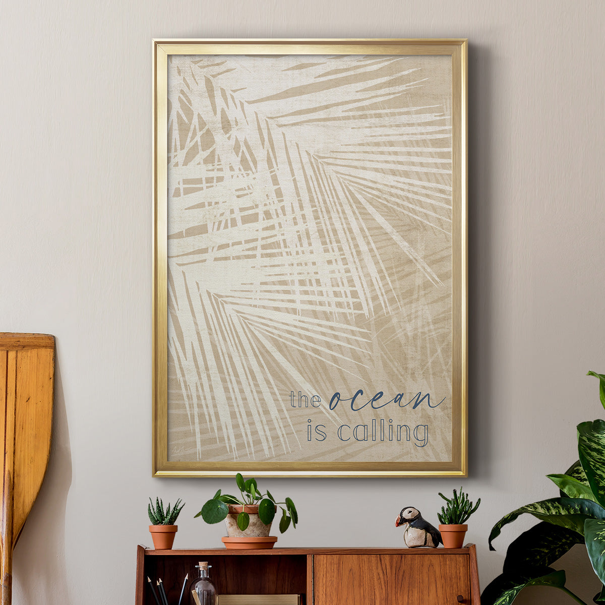 Ocean Calling Palms - Modern Framed Canvas Print