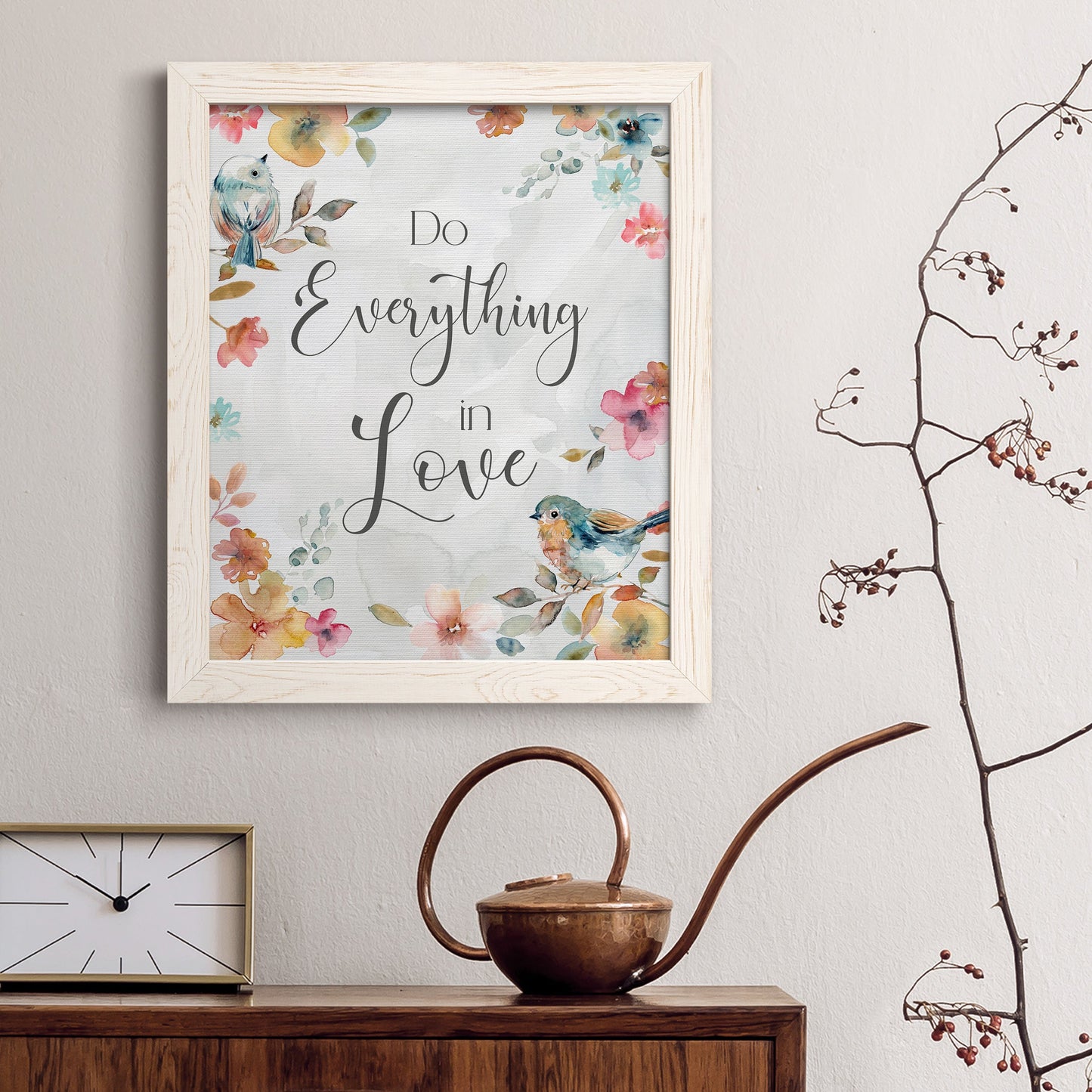 Spring Bird Love - Premium Canvas Framed in Barnwood - Ready to Hang