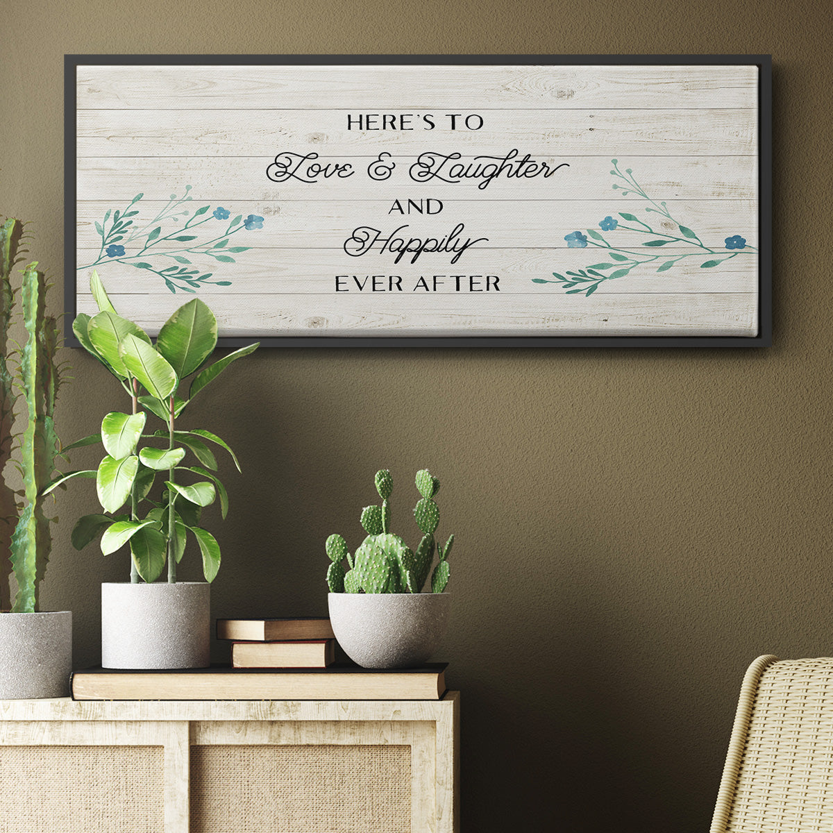 Floral Happily - Floater Framed Canvas Print