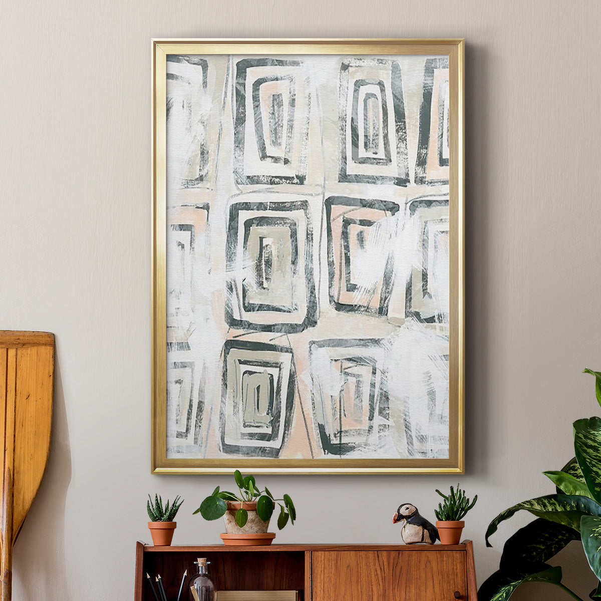 Sand Glyphs IV - Modern Framed Canvas Print