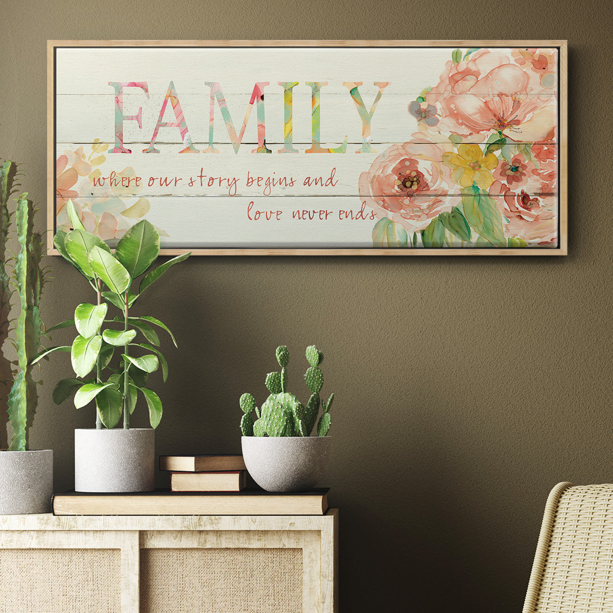 Family Where Our Story Begins - Floater Framed Canvas Print