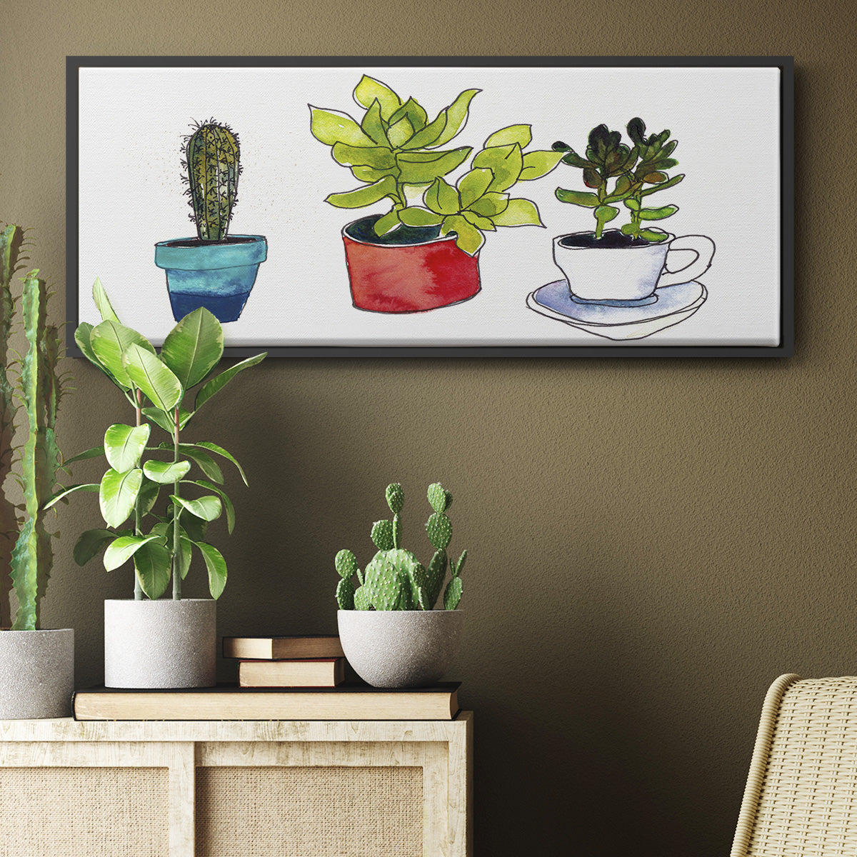 Vibing Succulents II - Floater Framed Canvas Print