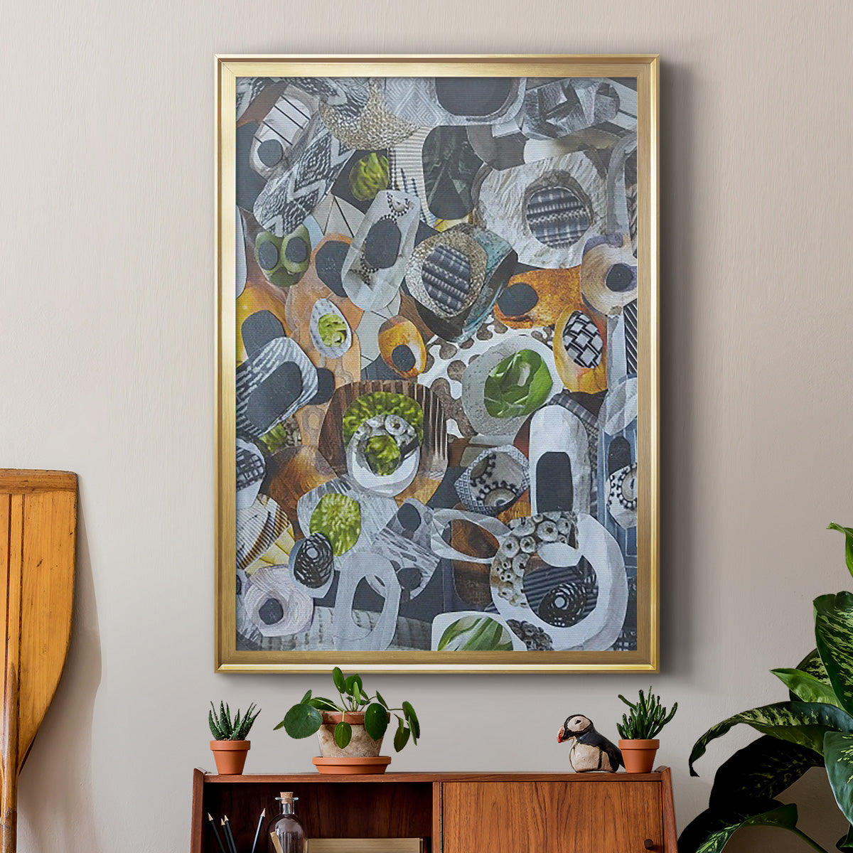 Big Sur Stones and Kelp - Modern Framed Canvas Print
