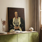 Canvas art print of a refined male figure with composed posture and muted tones styled in a home decor setting.
