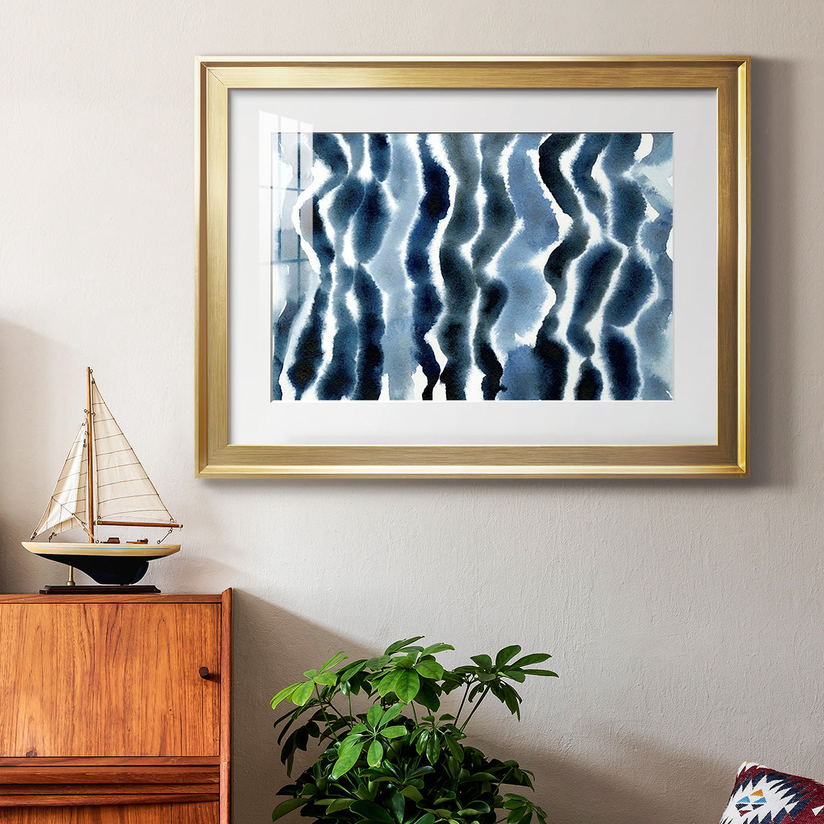 True Blue Wave I - Modern Framed Art Print