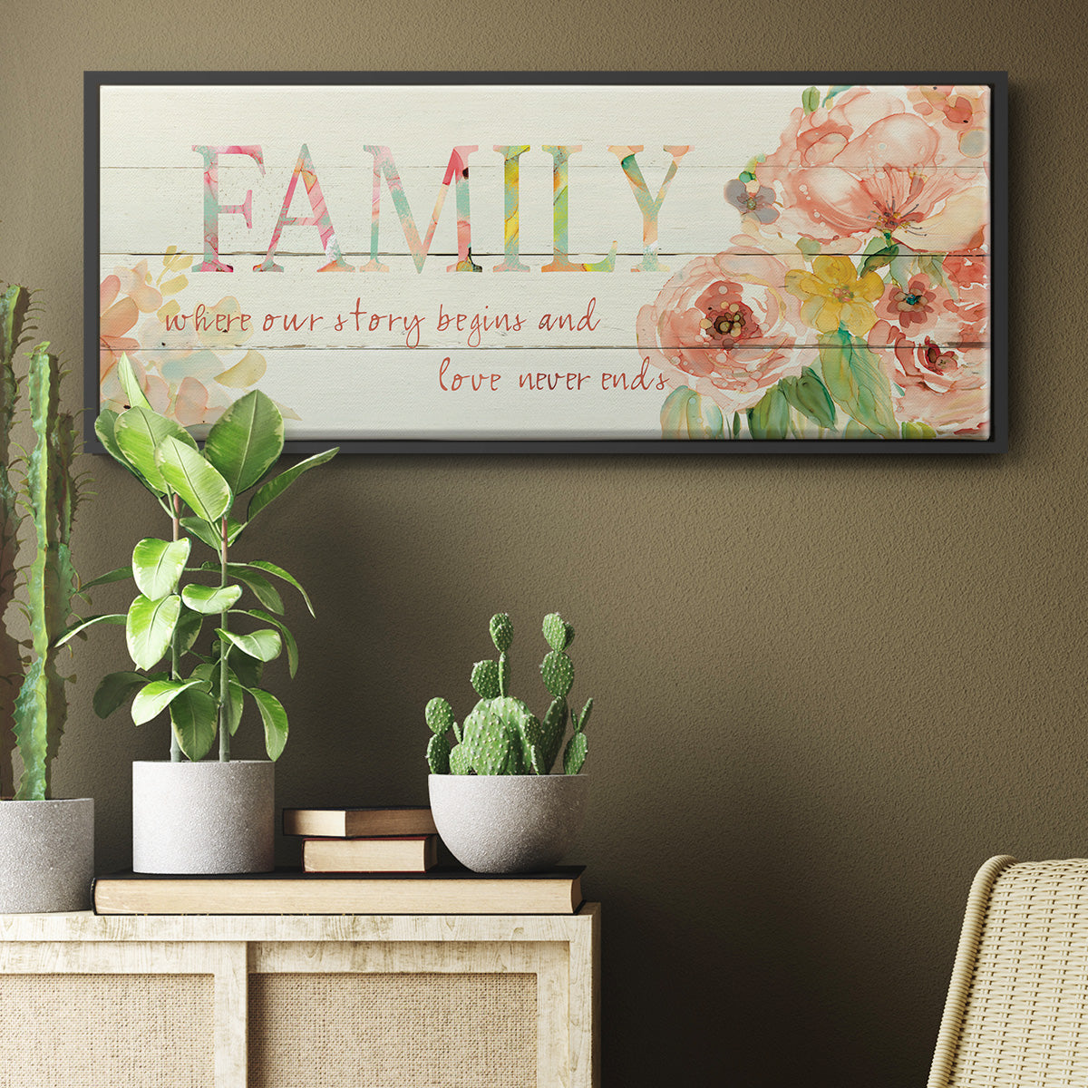 Family Where Our Story Begins - Floater Framed Canvas Print