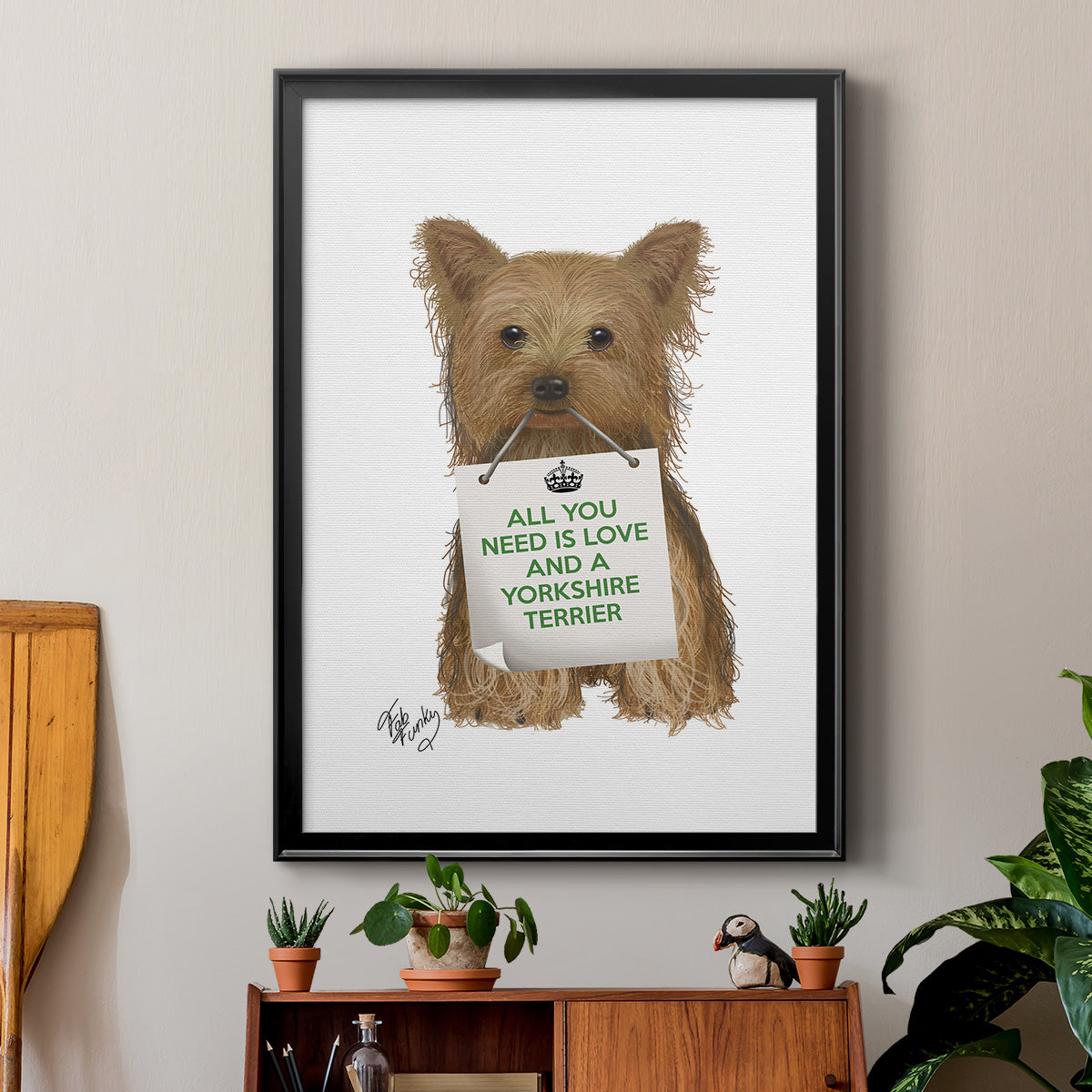 Love and Yorkshire Terrier - Modern Framed Canvas Print