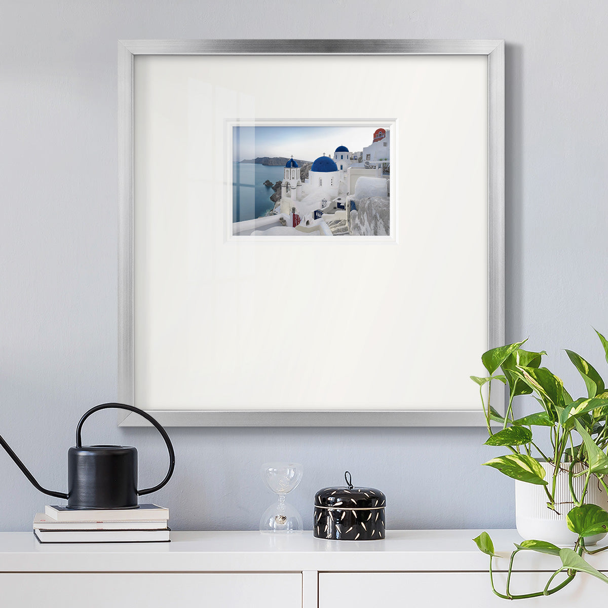 Santorini Sunrise Premium Framed Print Double Matboard