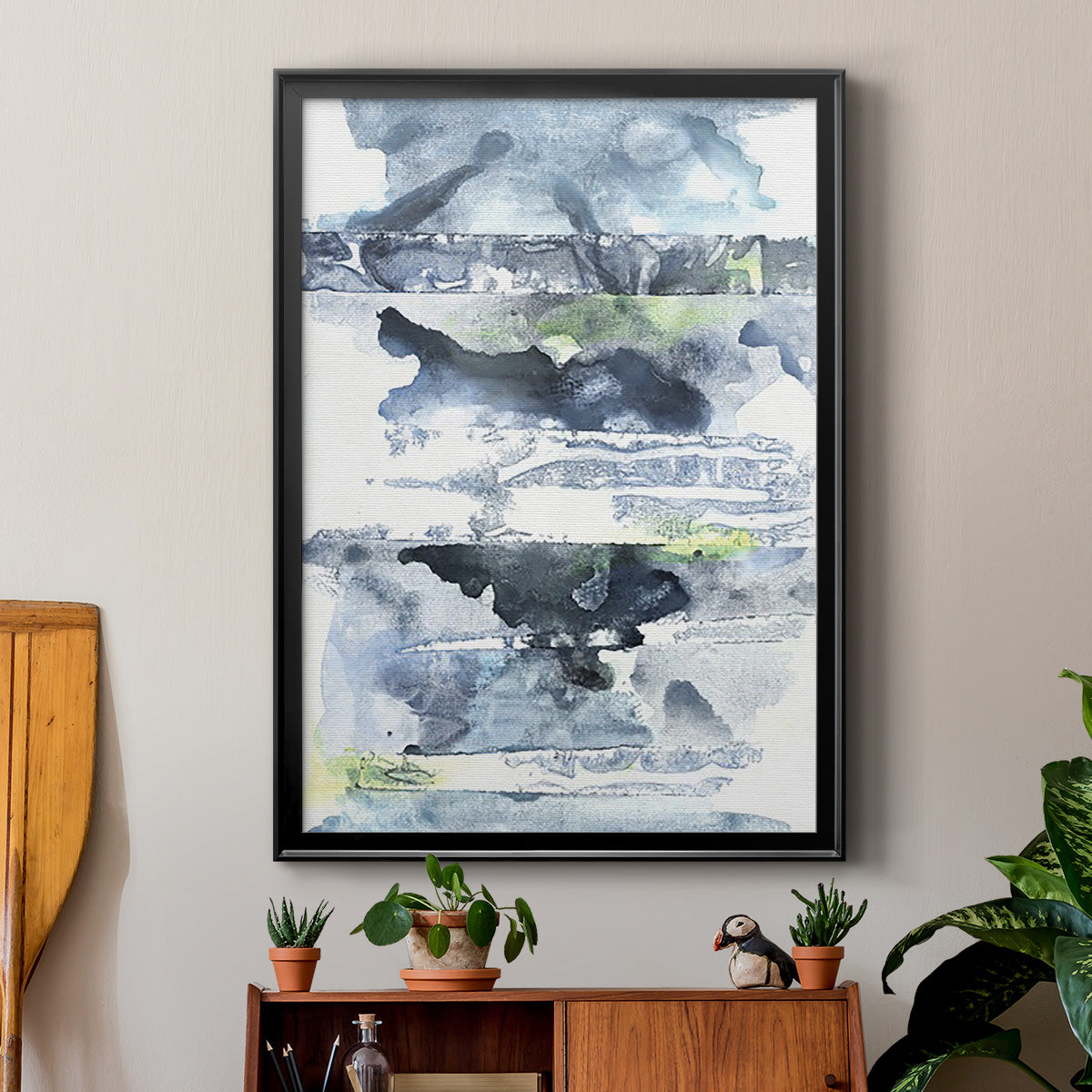 Blue Memories II - Modern Framed Canvas Print