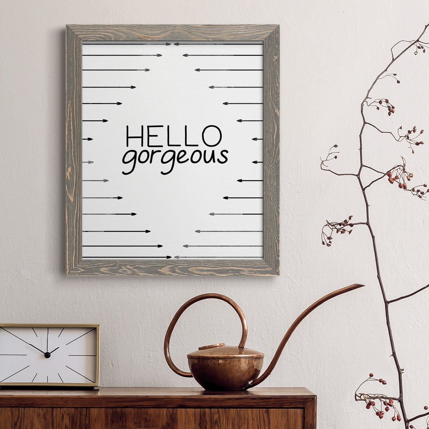 Hello Gorgeous - Premium Canvas Framed in Barnwood - Ready to Hang