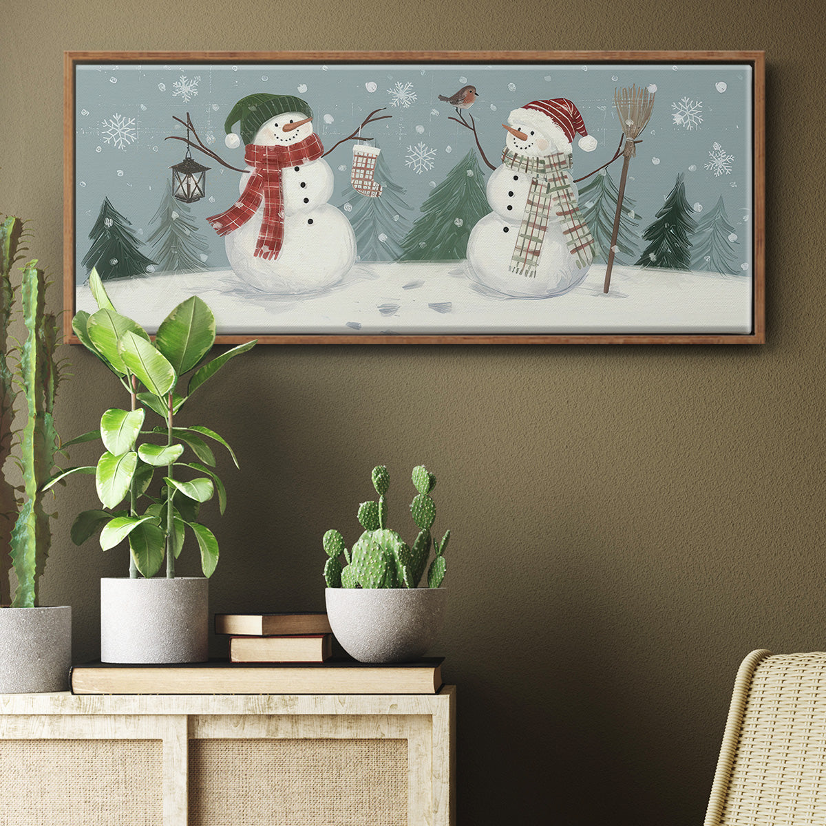 Snowmen VI - Floater Framed Canvas Print