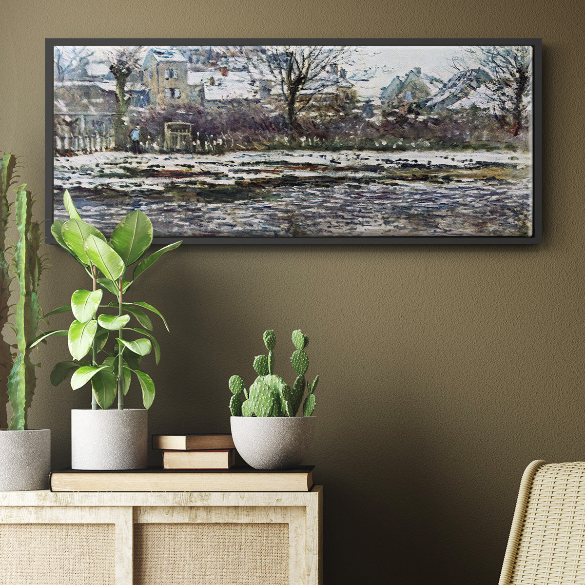 Snow in Vétheuil - Floater Framed Canvas Print