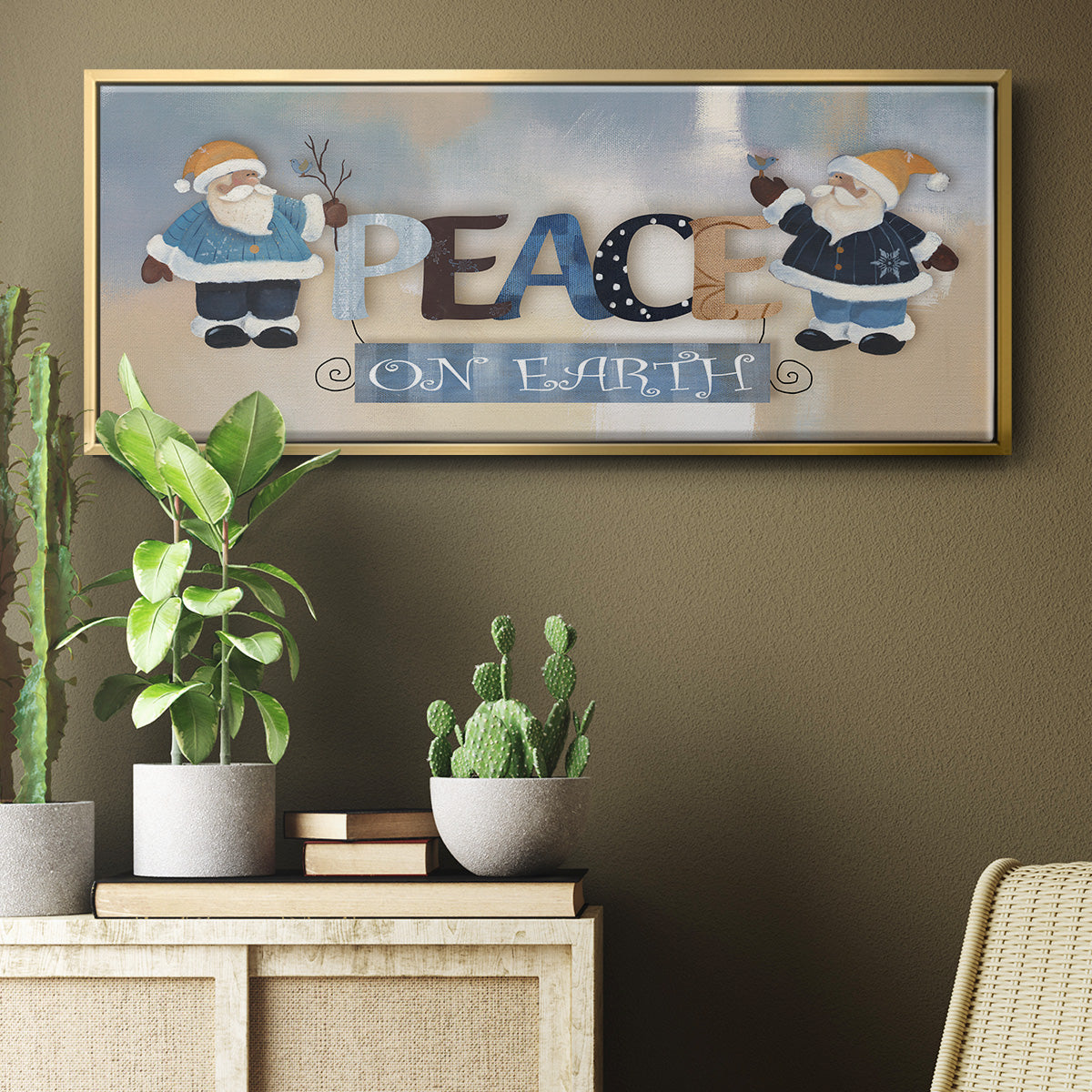 Santa Peace - Floater Framed Canvas Print