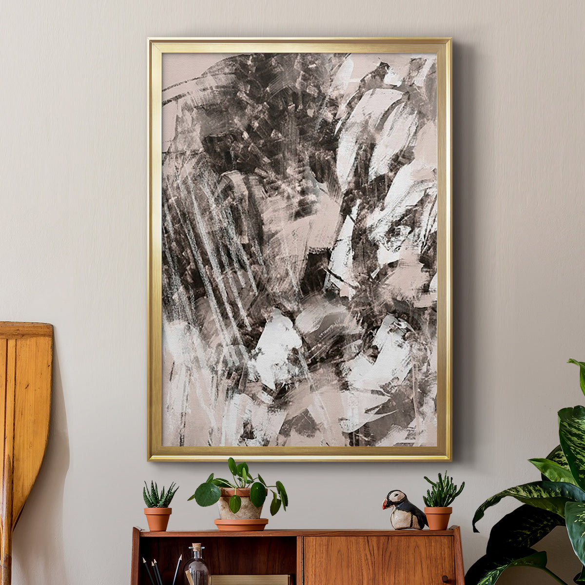 Blush Blackboard I - Modern Framed Canvas Print