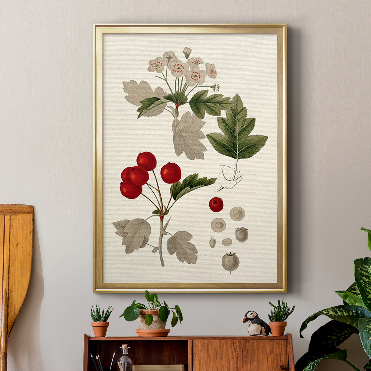 Leaves & Berries III - Modern Framed Canvas Print