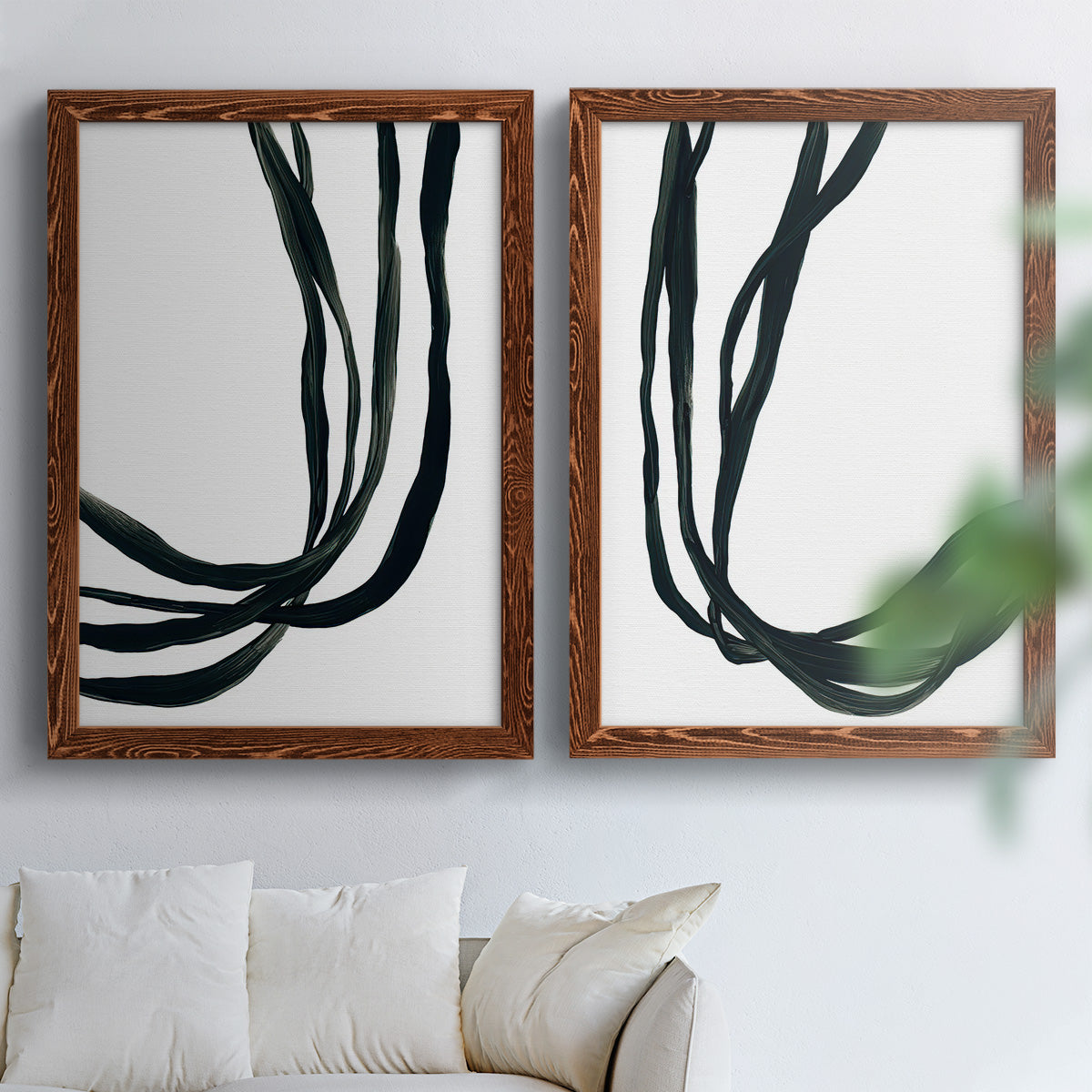 Onyx Ribbon I - Premium Framed Canvas 2 Piece Set - Ready to Hang