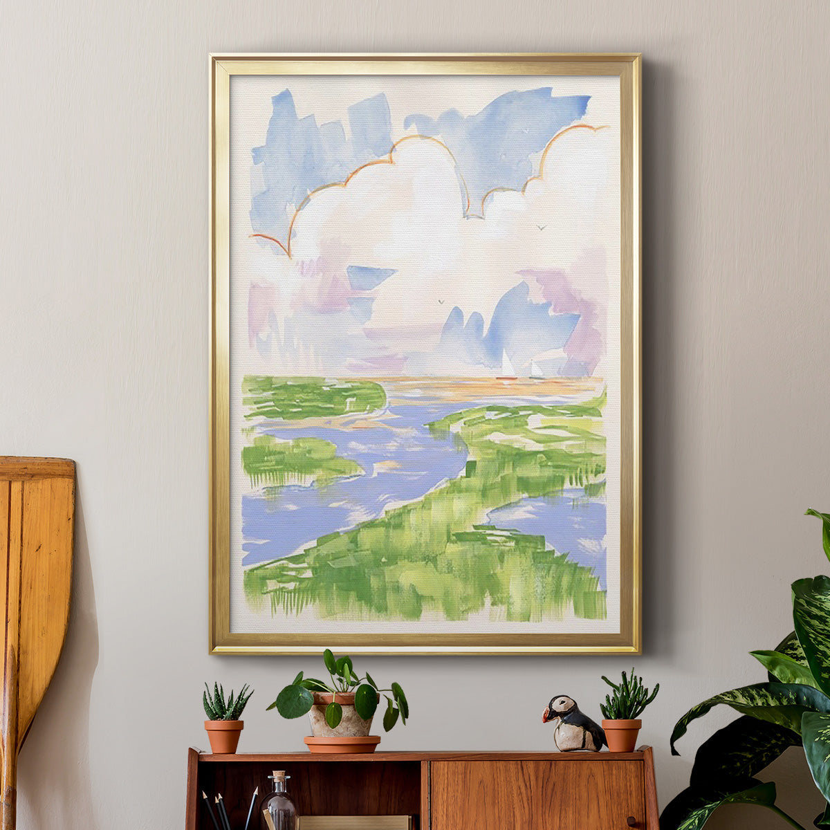 Low Country River Vista II - Modern Framed Canvas Print