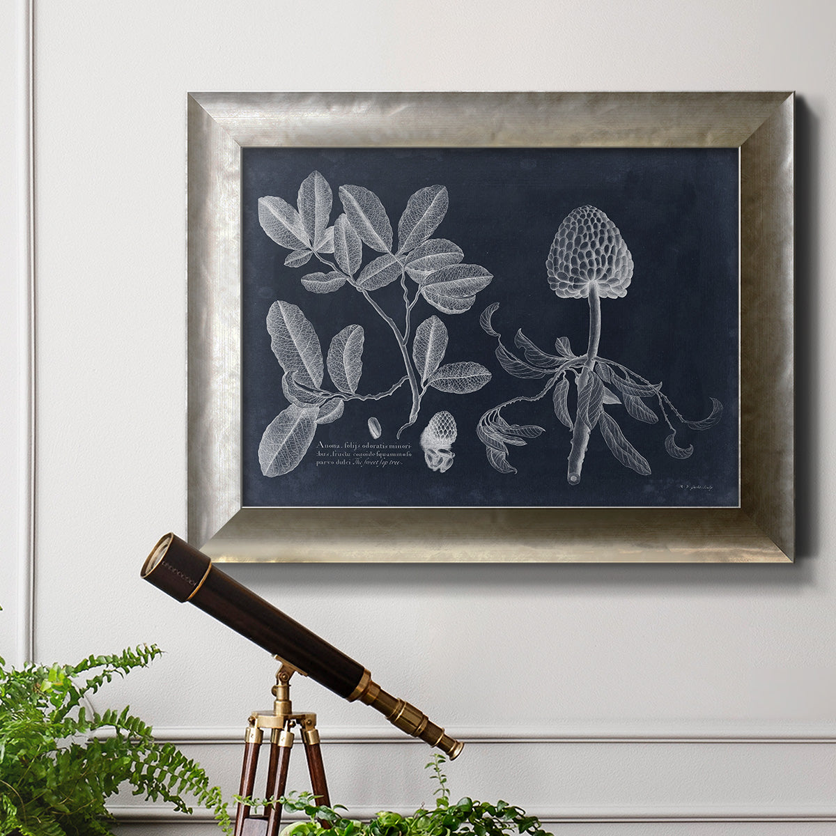 Foliage on Navy II Premium Framed Canvas- Ready to Hang