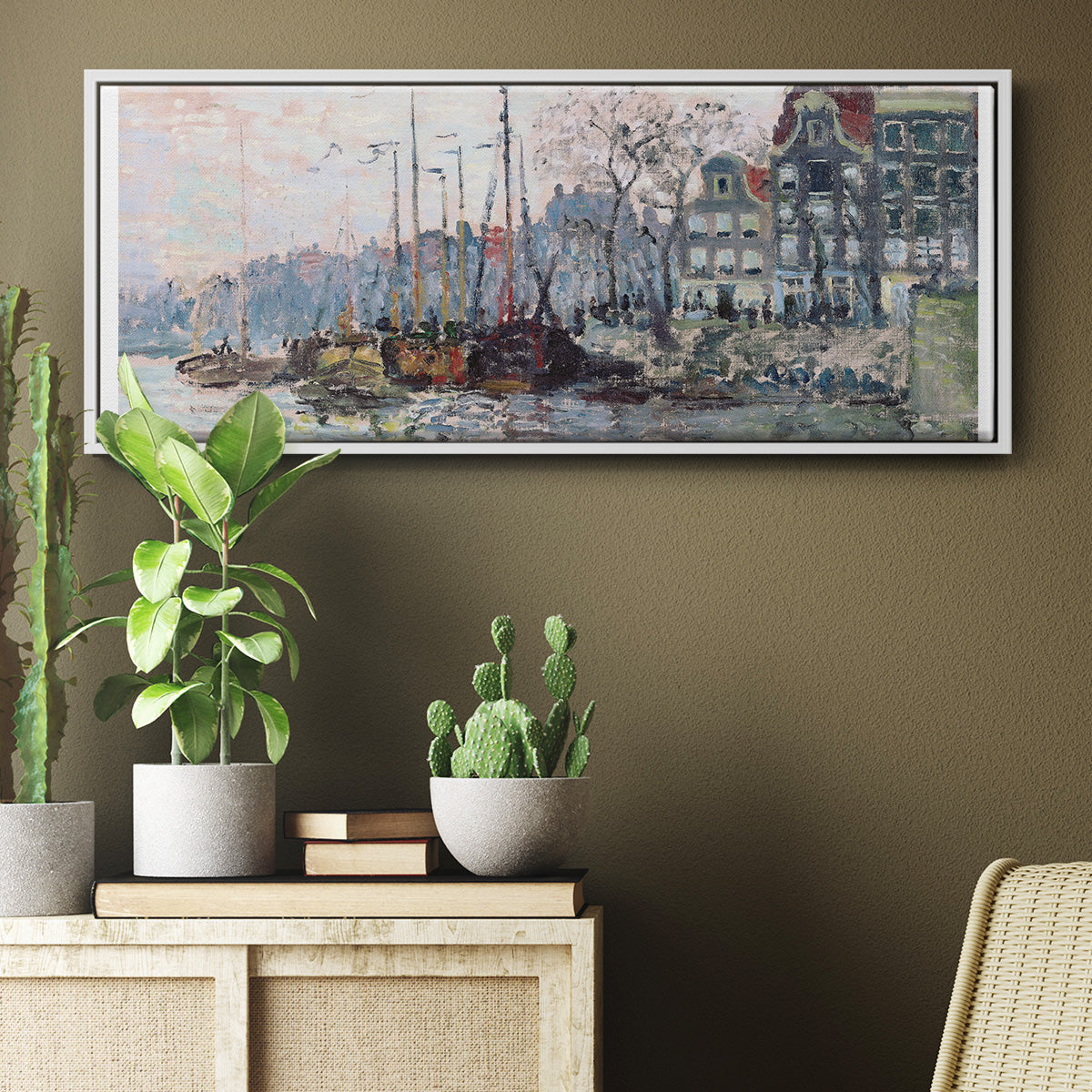 View of the Kromme Waal in Amsterdam - Floater Framed Canvas Print
