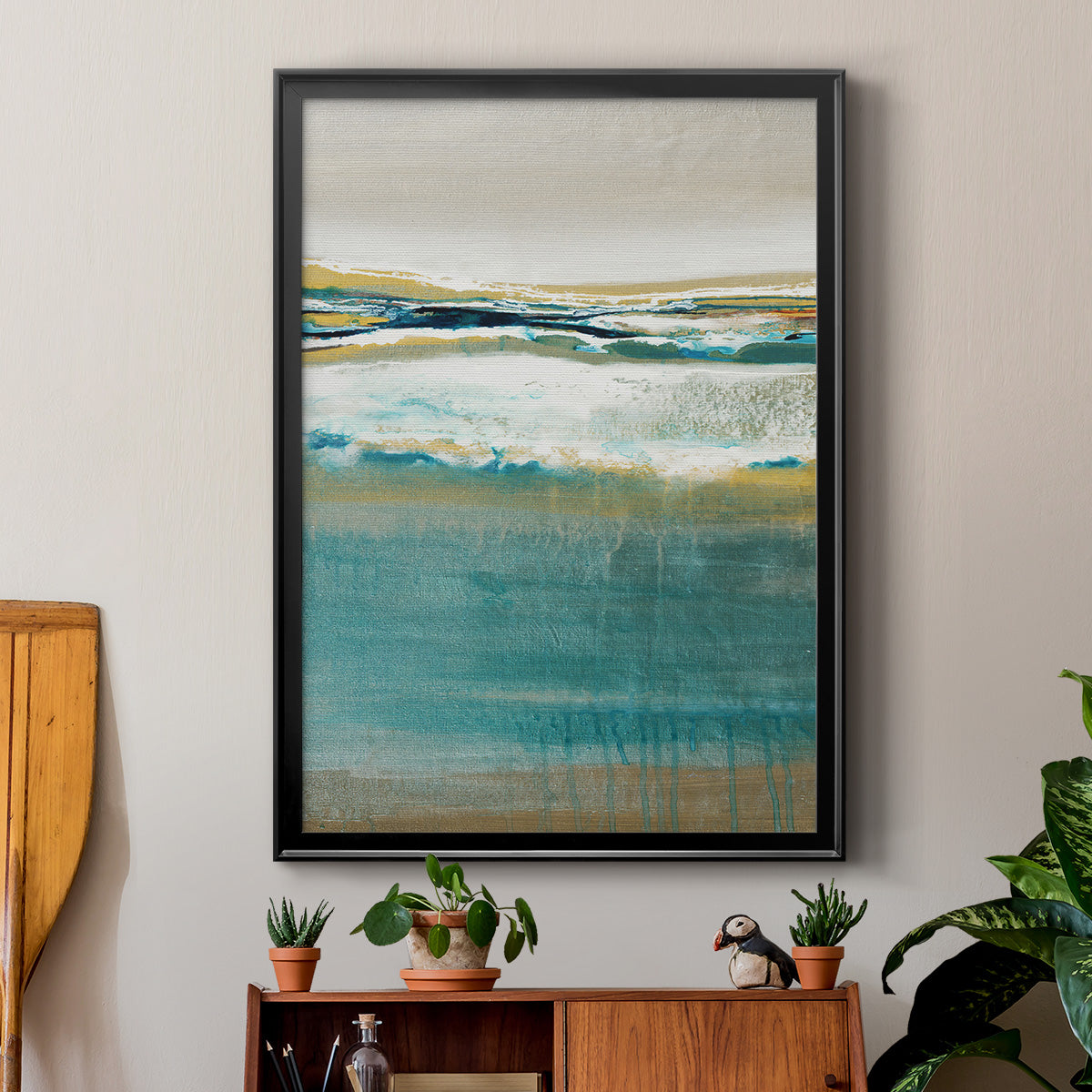 Aqua Quartz V2 - Modern Framed Canvas Print