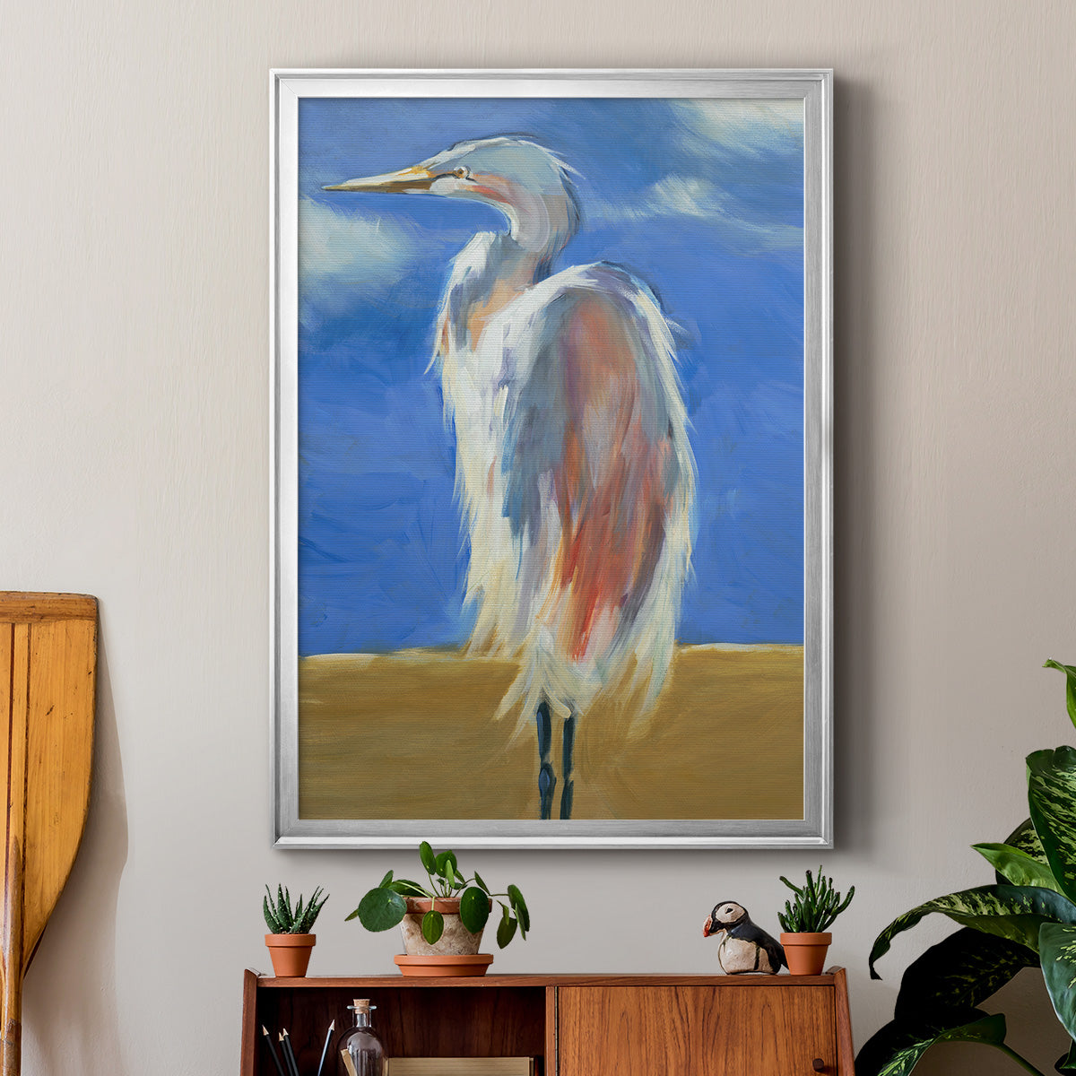 Blue Heron - Modern Framed Canvas Print