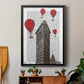 Flat Iron Building and Red Hot Air Balloons - Modern Framed Canvas Print