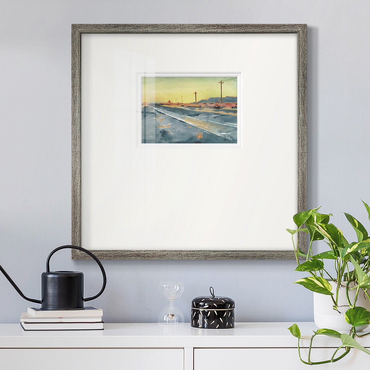 Deserted Highway I Premium Framed Print Double Matboard