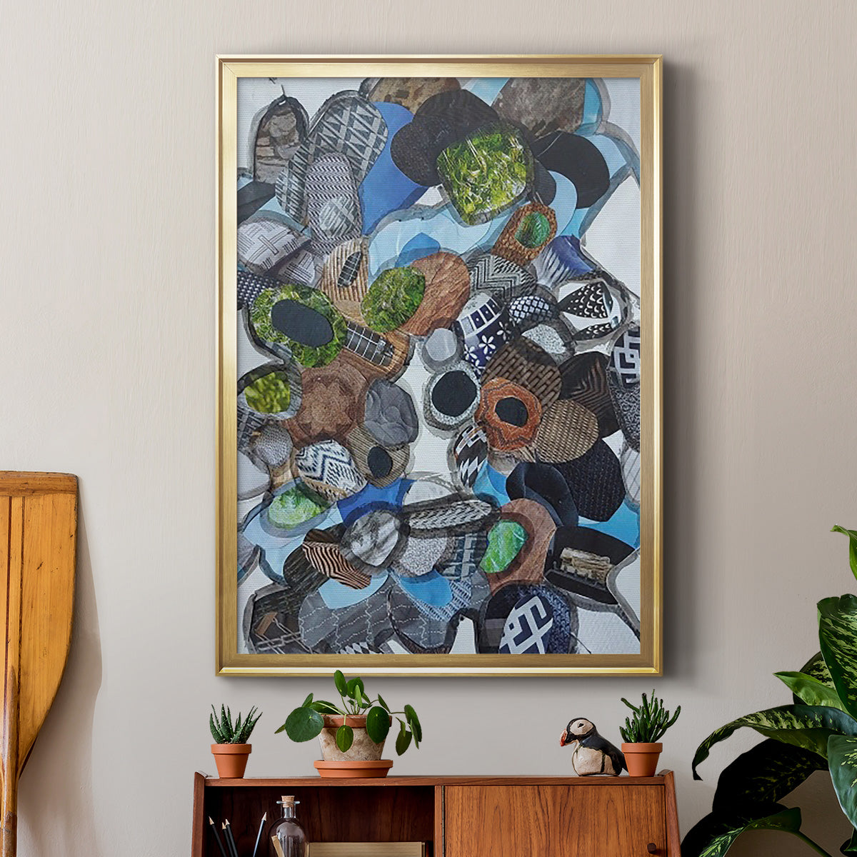 Catalina Island Blue Glass - Modern Framed Canvas Print