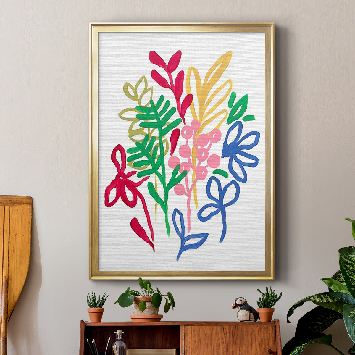 Bold Brushstroke Blooms II - Modern Framed Canvas Print