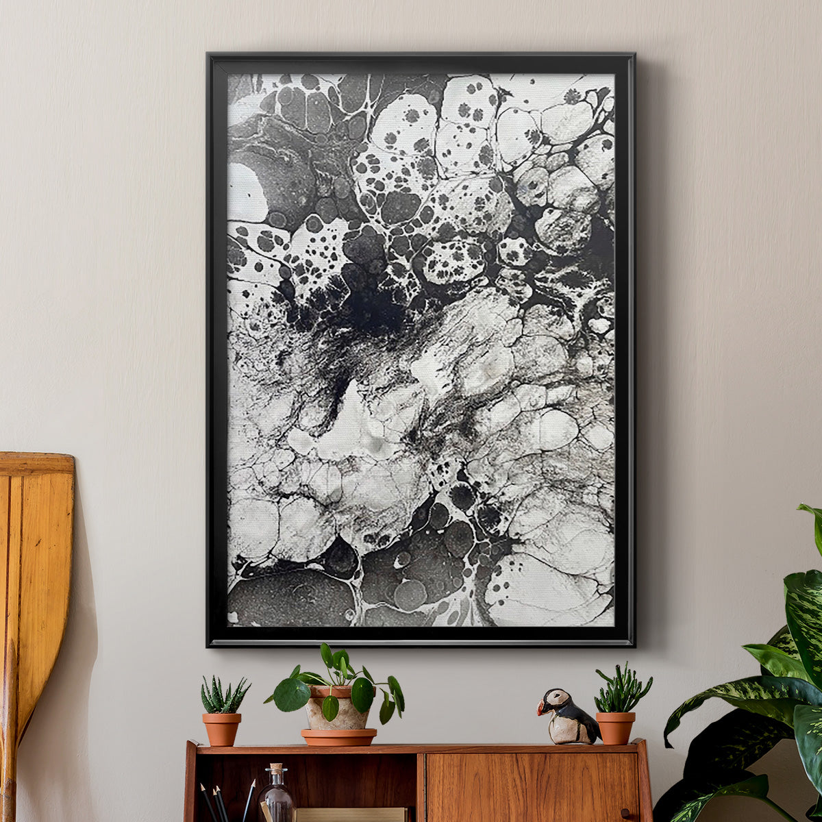 Marbling IX - Modern Framed Canvas Print