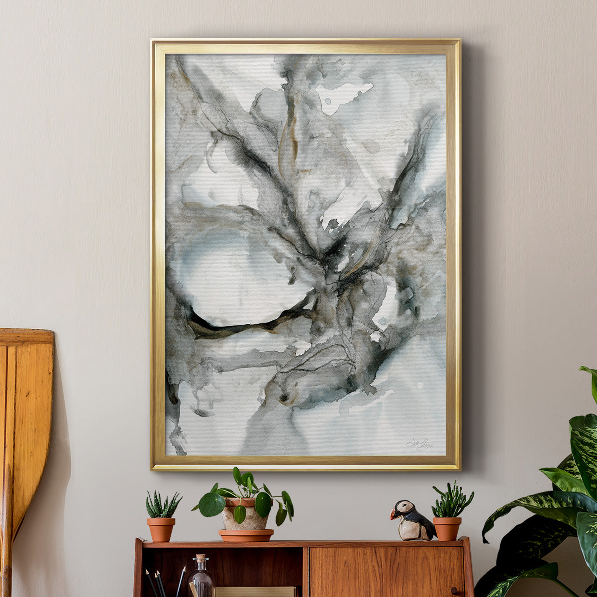 Marble Harmony - Modern Framed Canvas Print