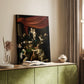 Canvas art print of a religious composition with multiple figures in dramatic light styled in a home decor setting.