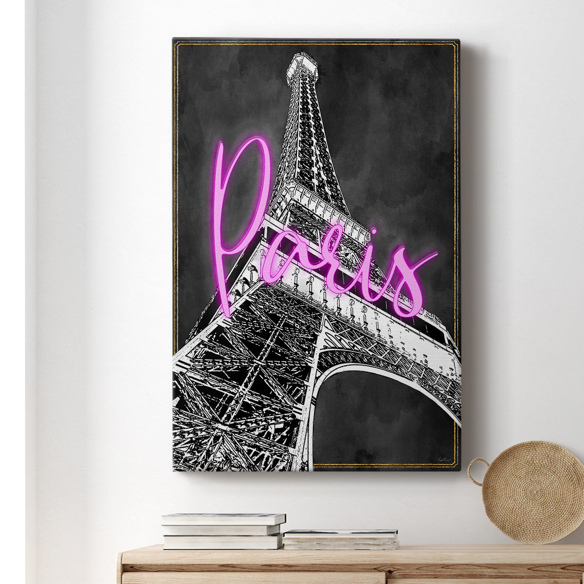 Neon Nights In Paris Premium Gallery Wrapped Canvas - Ready to Hang