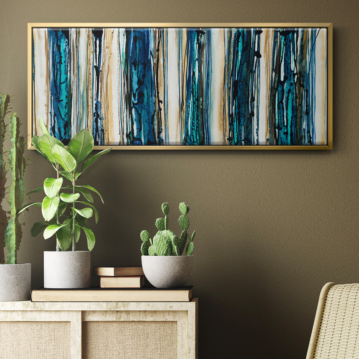 Blue Streaks - Floater Framed Canvas Print