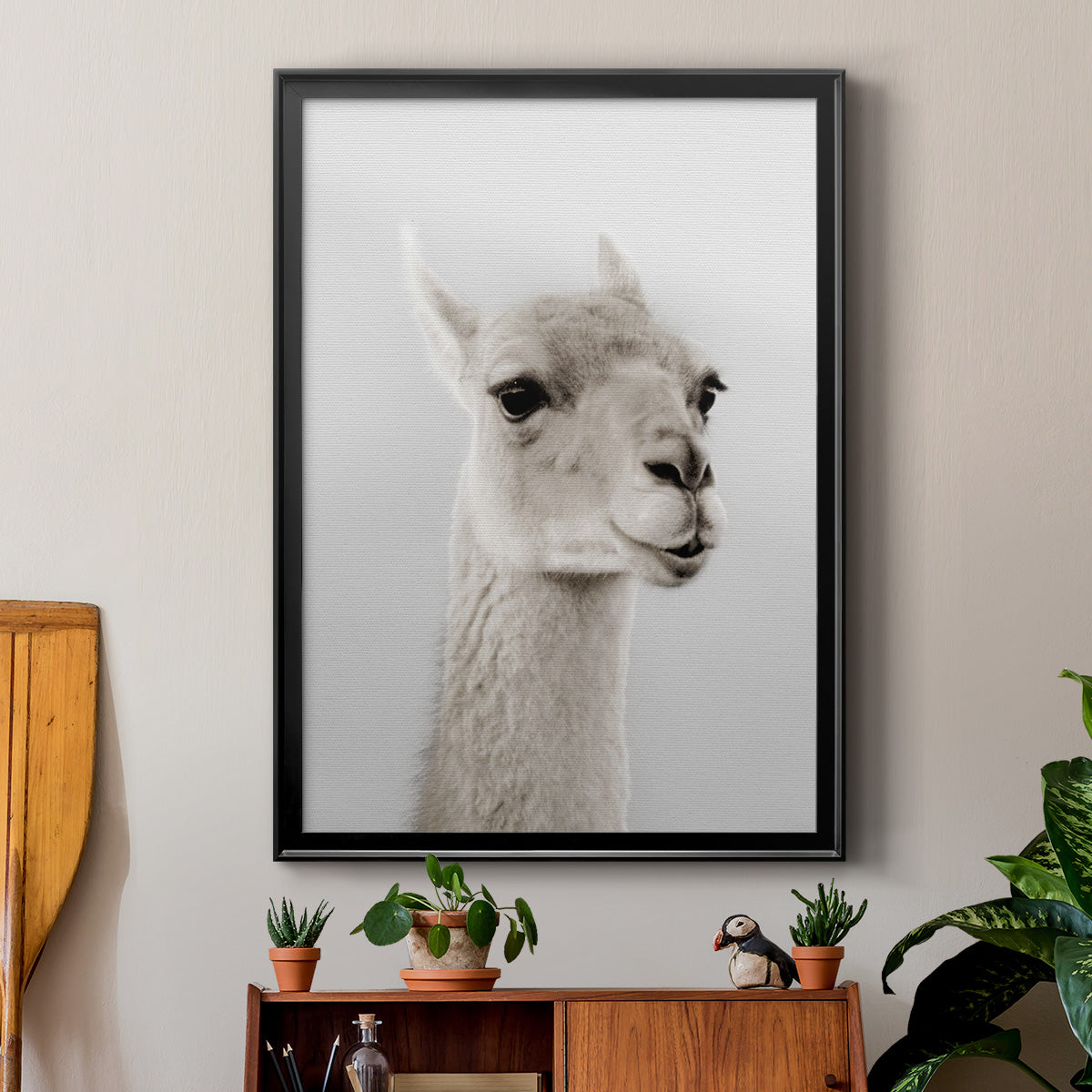 Soft Llama - Modern Framed Canvas Print