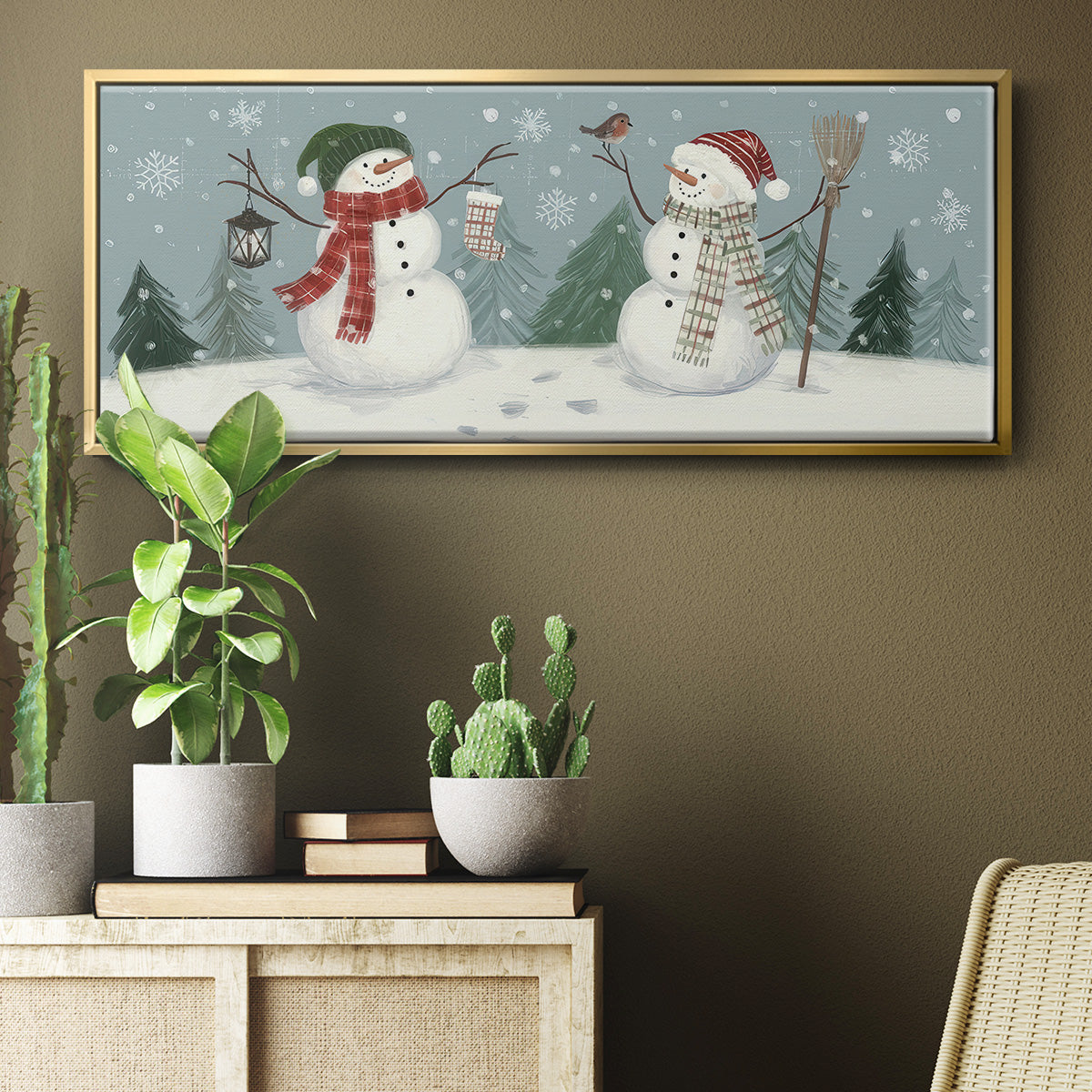 Snowmen VI - Floater Framed Canvas Print