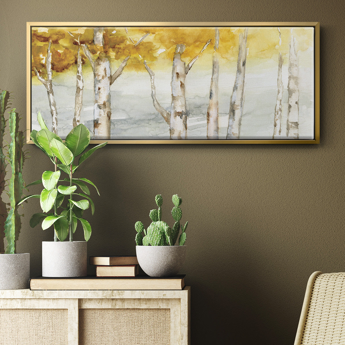 Golden Trees - Floater Framed Canvas Print