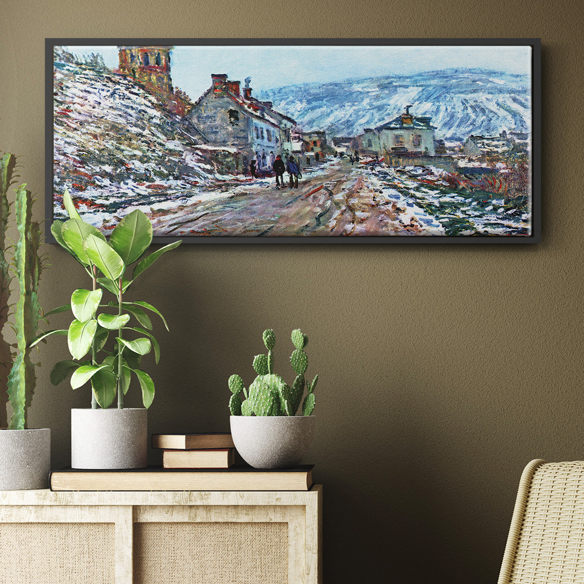 Road to Vétheuil in Winter - Floater Framed Canvas Print