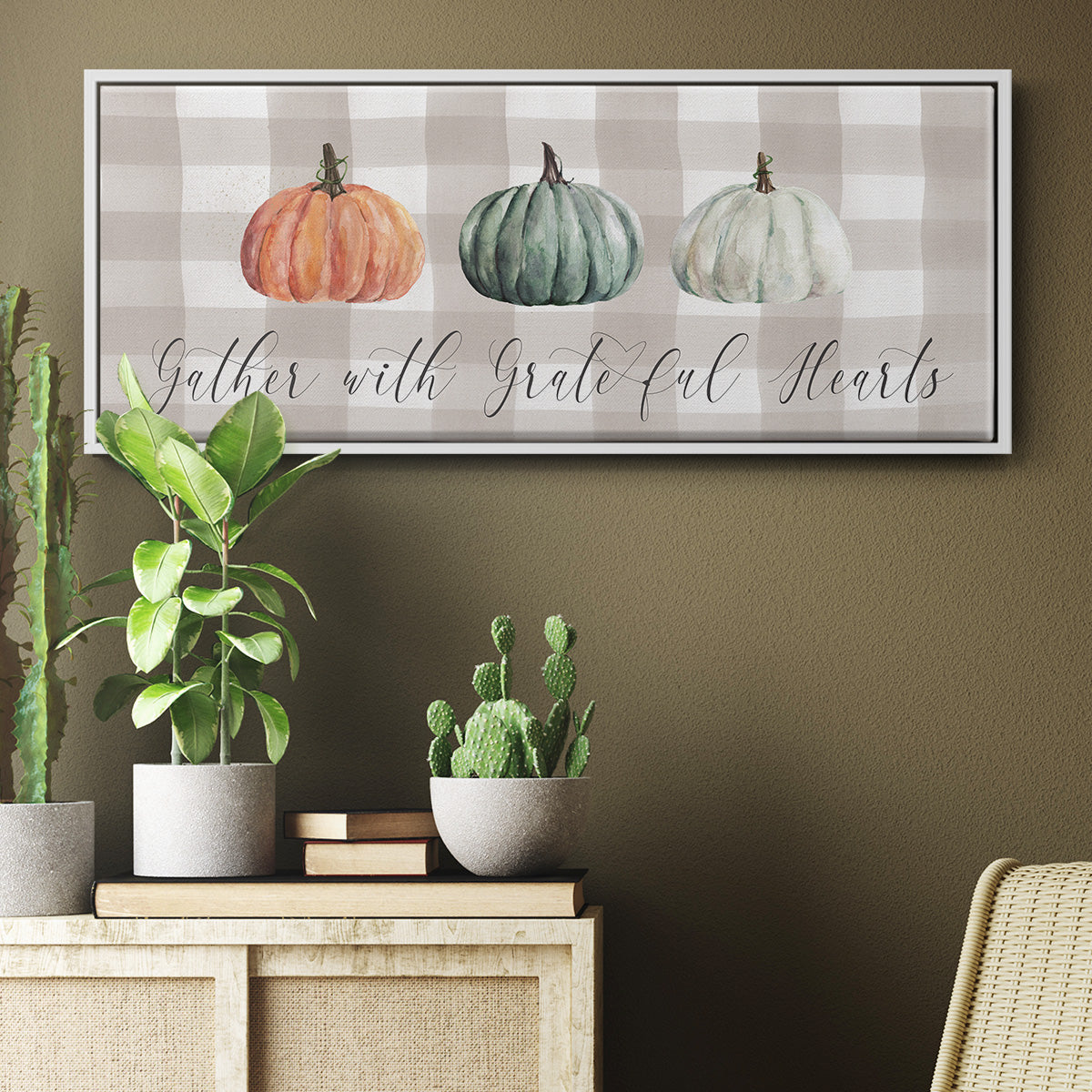 Gather With Grateful Hearts - Floater Framed Canvas Print