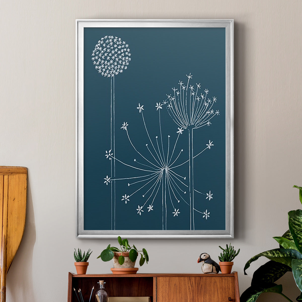 Graphic Alliums I - Modern Framed Canvas Print