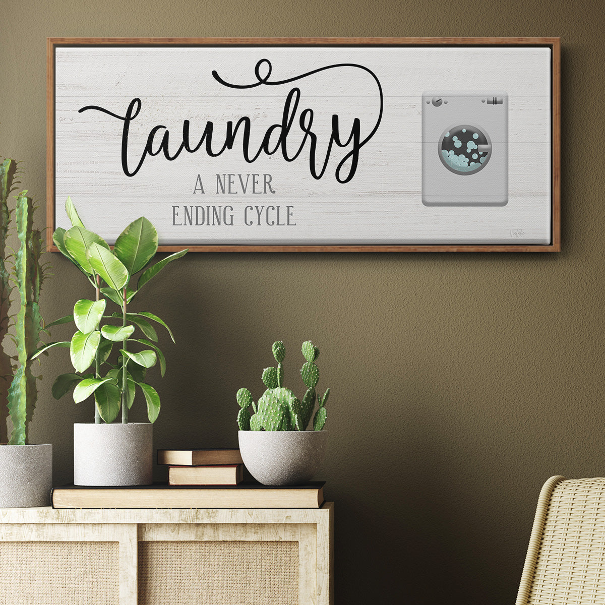Never Ending Laundry - Floater Framed Canvas Print
