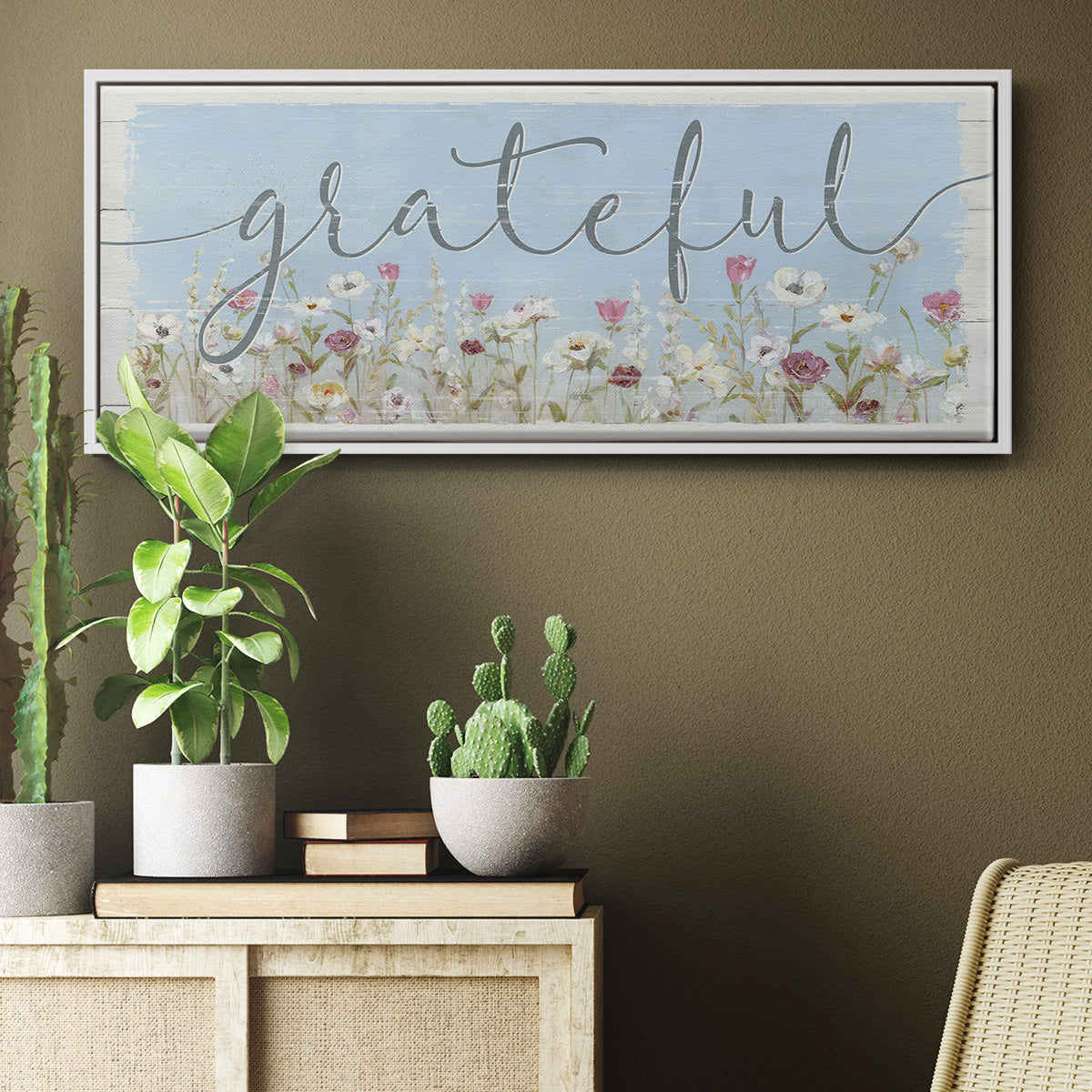 Bloomin Around Grateful - Floater Framed Canvas Print