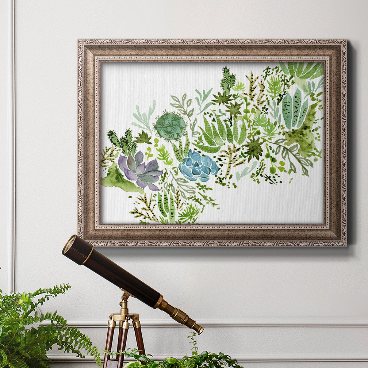 Succulent Field I Premium Framed Canvas- Ready to Hang