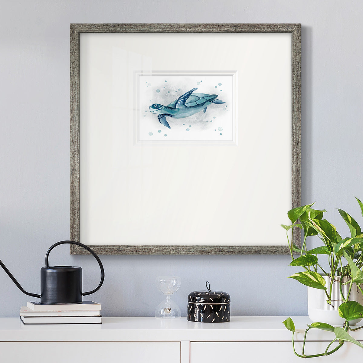 Blue Turtle II - Double Matboard Framed Print
