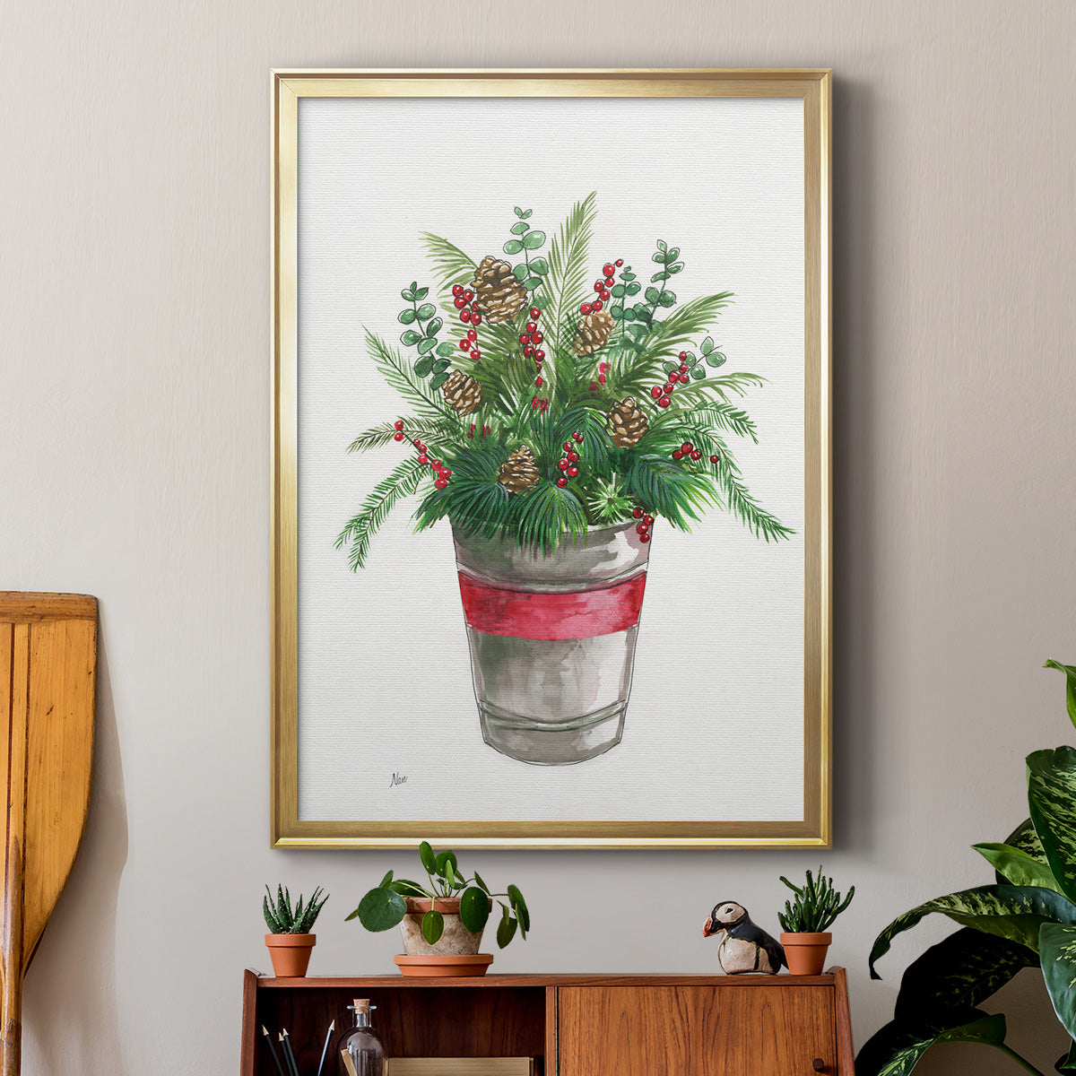 Winter Greens - Modern Framed Canvas Print