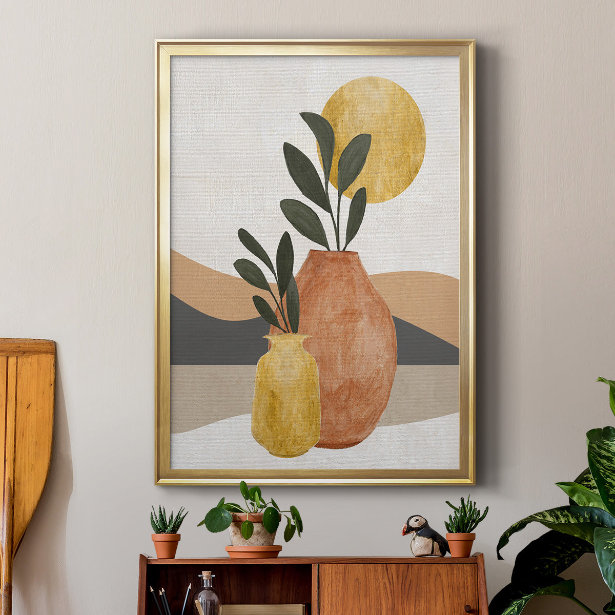 Adobe Moon II - Modern Framed Canvas Print